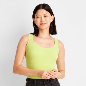 A New Day Scoop Neck Sweater Tank - sz L Lime green